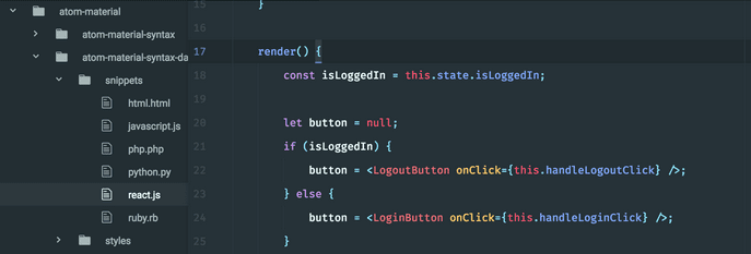 Setup syntax highlighting theme in atom