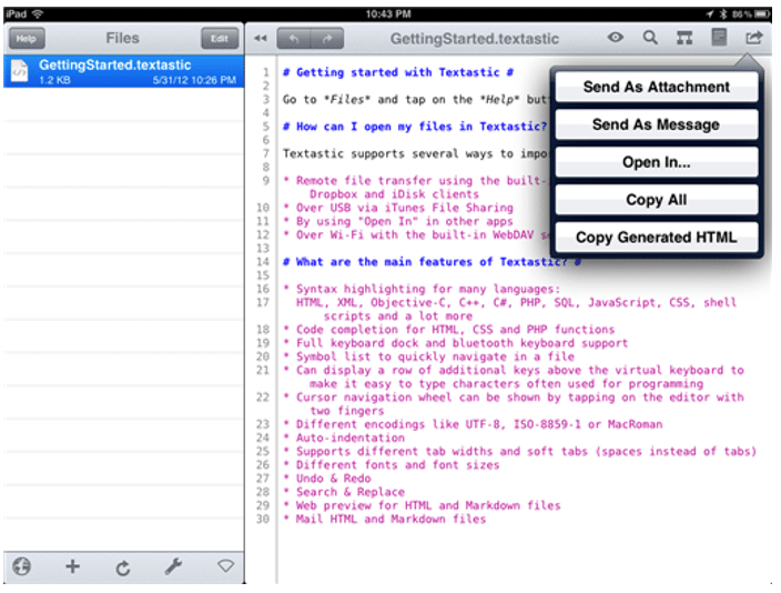 Free text editor for iPad and iPhone