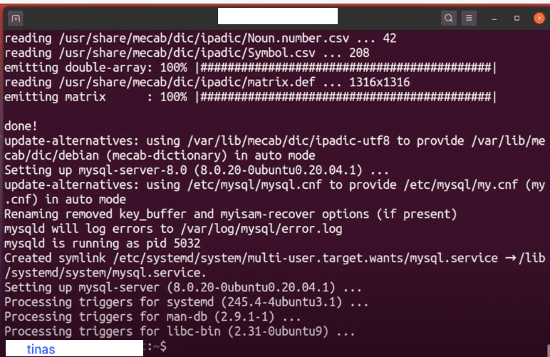 MySQL completed in Ubuntu