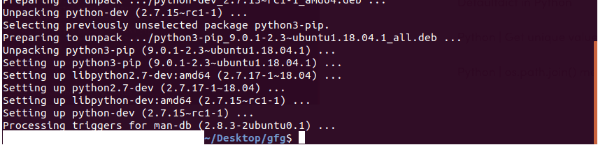 complete python installation though pip in Linux