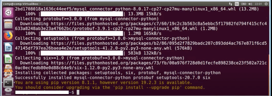 complete the installation of Python-MySQL connector