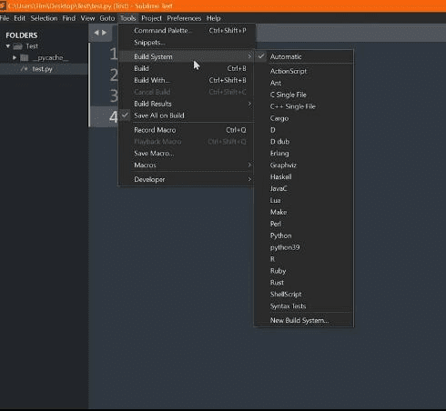 Build system Sublime text for your programming language