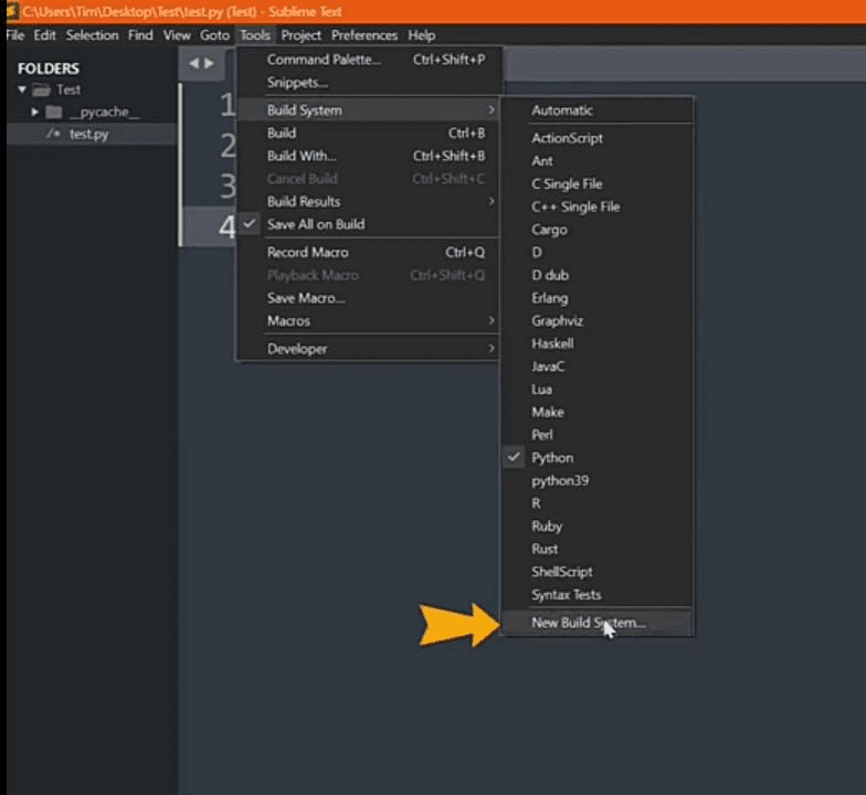 New Build system sublime text